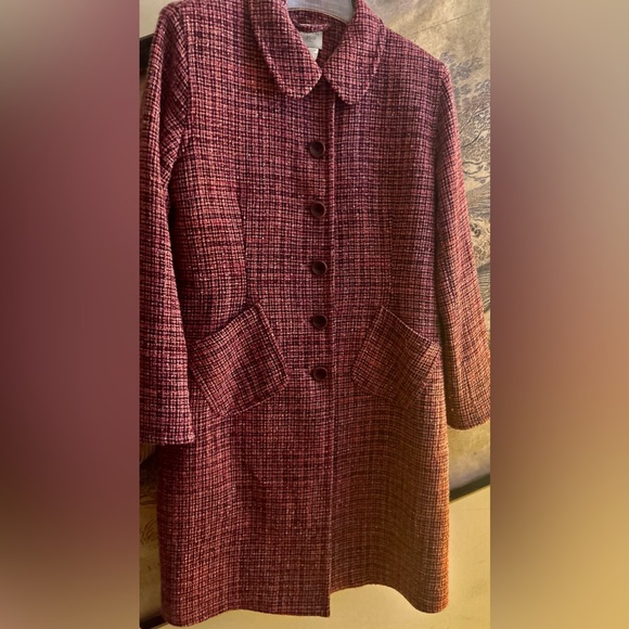 Garnet Hill Pink Tweed Dress Business Coat SZ 10 - Picture 1 of 8
